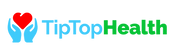 Logo of TipTop Health with hands holding a heart on a white background