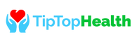 Logo of TipTop Health with hands holding a heart on a white background