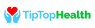 Logo of TipTop Health with hands holding a heart on a white background