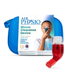 AirPhysio Average Red OPEP Breathing Device Bundle, Travel Case & Sleeve