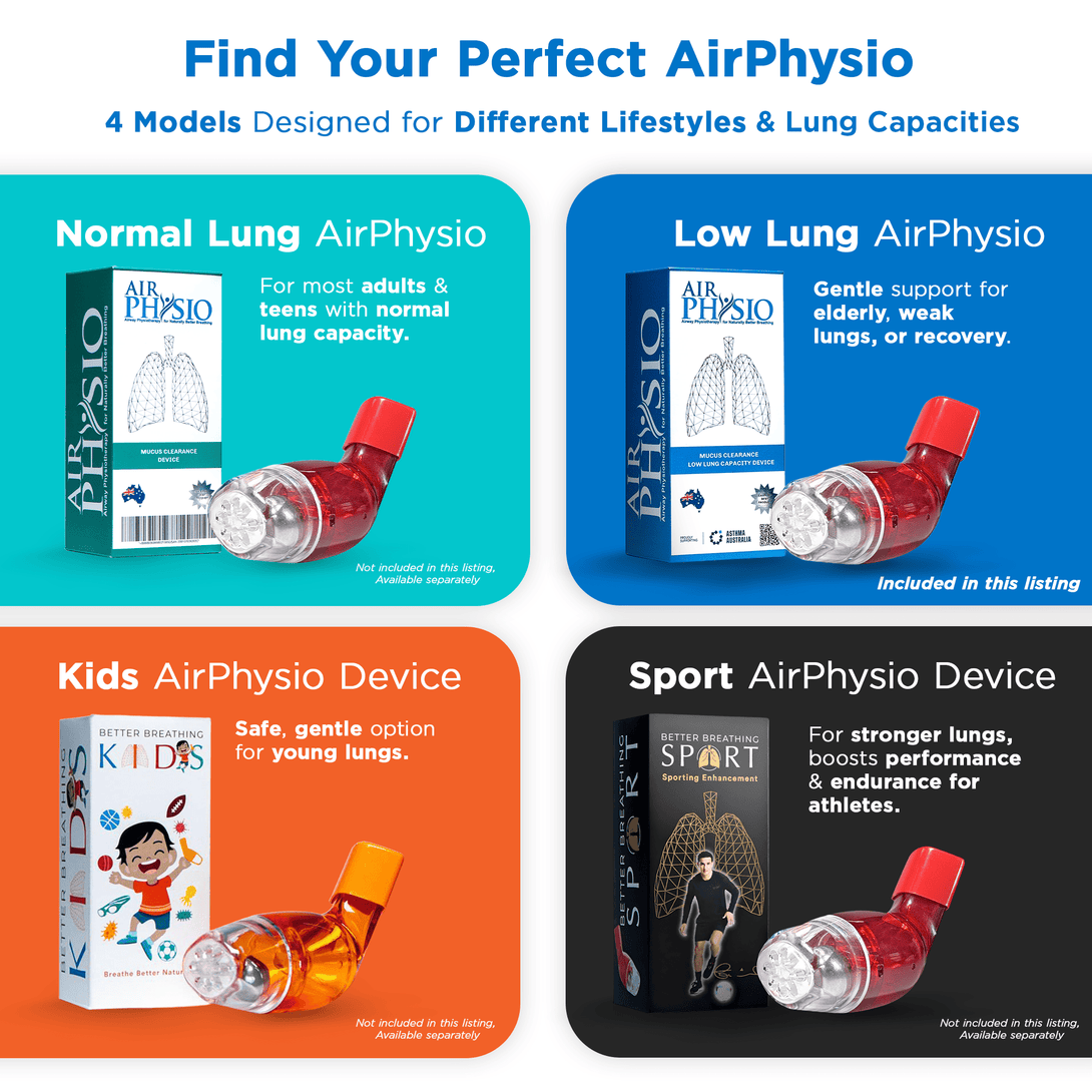 AirPhysio Low Lung Breathing Aid Asthma COPD Lung Therapy Mucus Removal Tool - TipTop Health