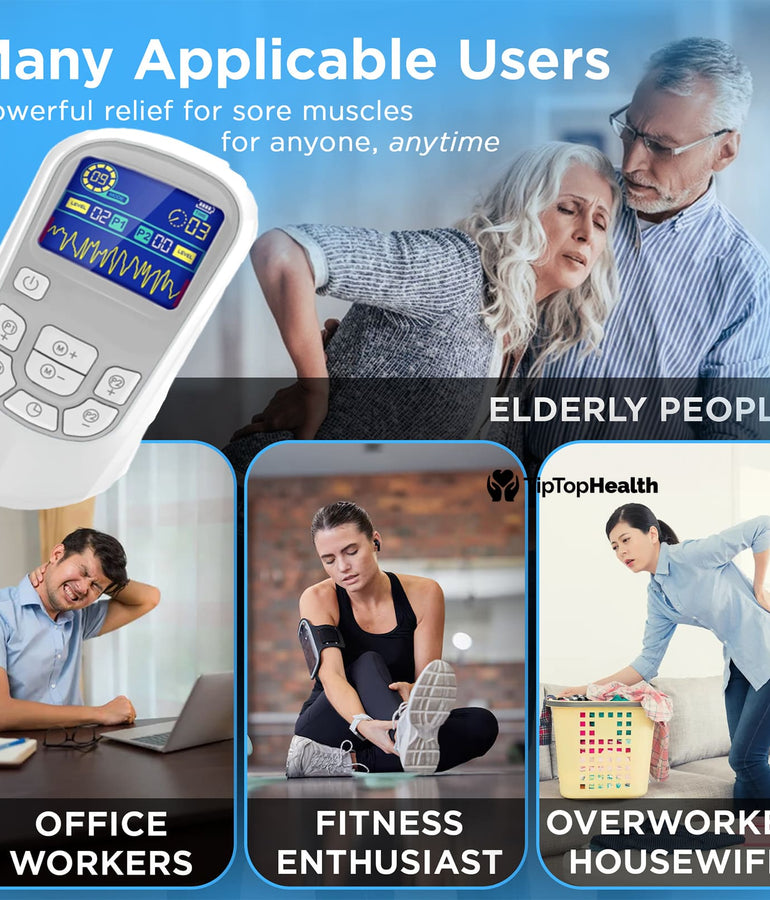 TENS EMS Machine, Electric Muscle, Joint Pain Relief & Massager Wireless - TipTop Health