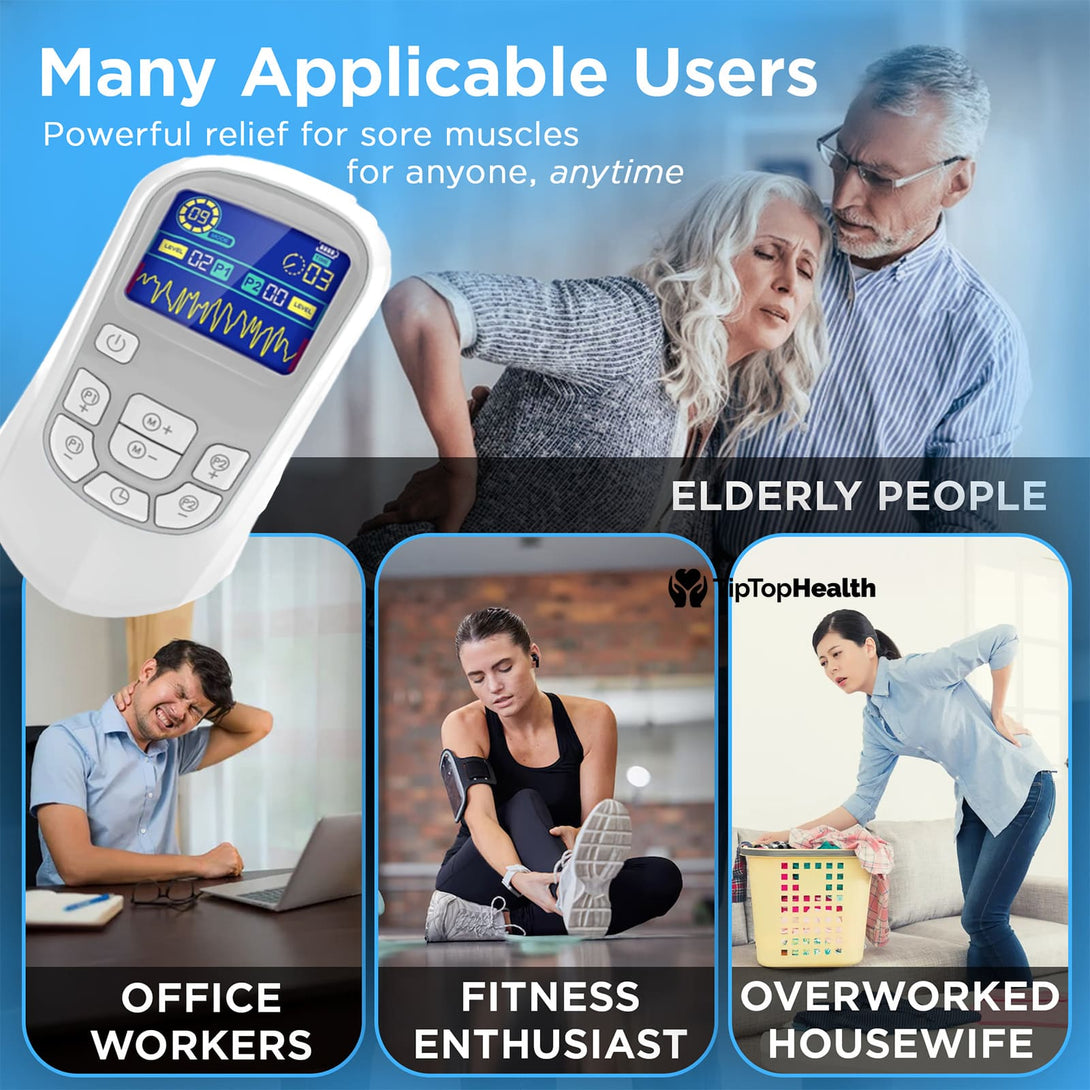 TENS EMS Machine, Electric Muscle, Joint Pain Relief & Massager Wireless - TipTop Health