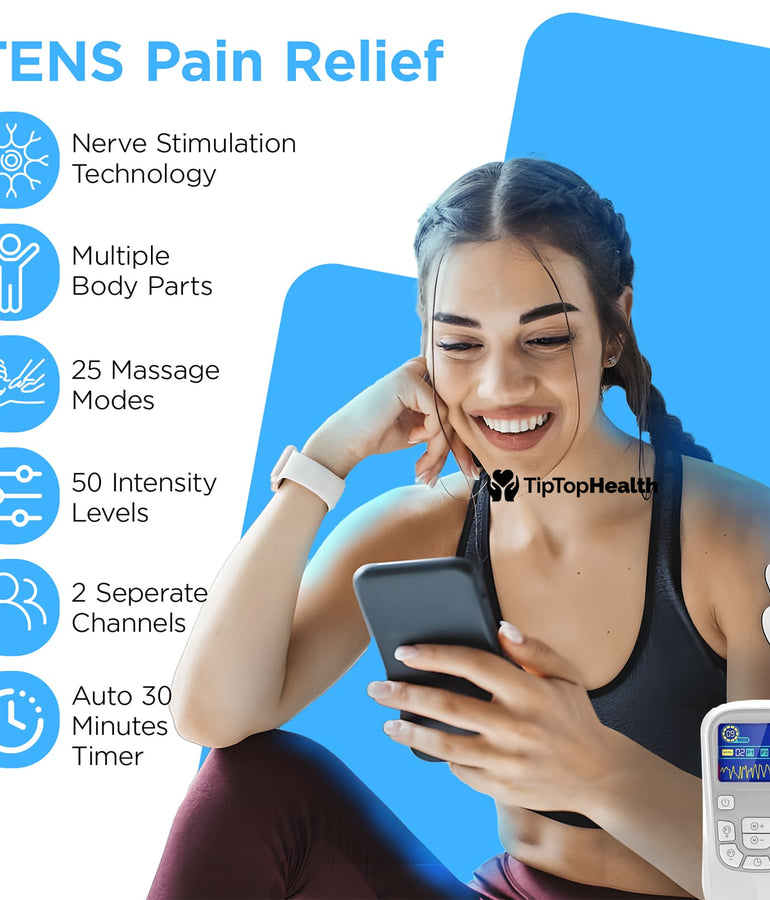 TENS EMS Machine, Electric Muscle, Joint Pain Relief & Massager Wireless - TipTop Health