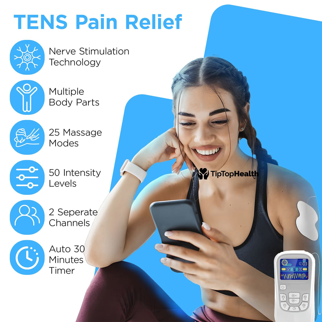 TENS EMS Machine, Electric Muscle, Joint Pain Relief & Massager Wireless - TipTop Health